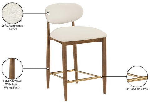 Harlow Cream Vegan Leather Upholstered Stool , 1 Piece (Style 3)