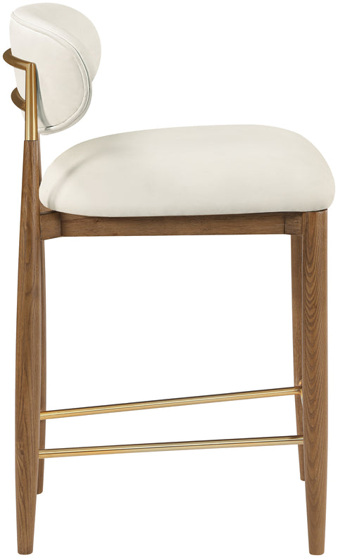 Harlow Cream Vegan Leather Upholstered Stool , 1 Piece (Style 3)