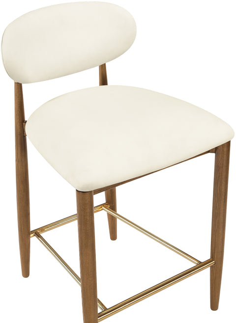 Harlow Cream Vegan Leather Upholstered Stool , 1 Piece (Style 3)