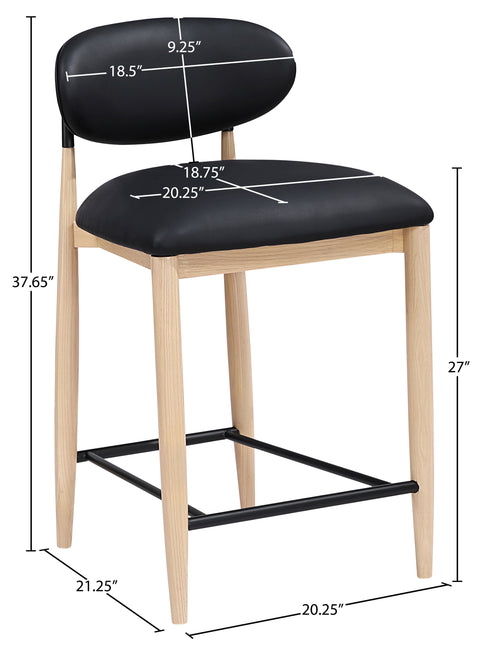 Harlow Black Vegan Leather Upholstered Stool , 1 Piece (Style 3)
