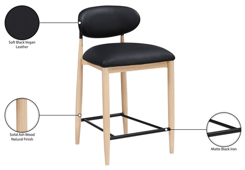 Harlow Black Vegan Leather Upholstered Stool , 1 Piece (Style 3)