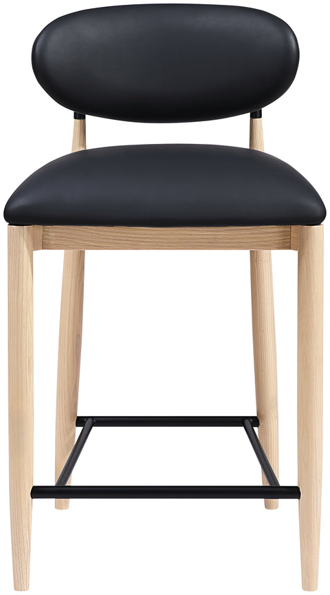 Harlow Black Vegan Leather Upholstered Stool , 1 Piece (Style 3)