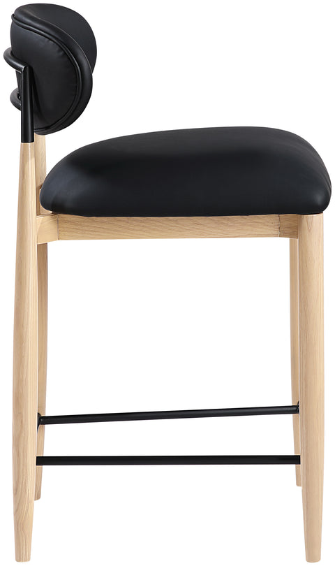 Harlow Black Vegan Leather Upholstered Stool , 1 Piece (Style 3)