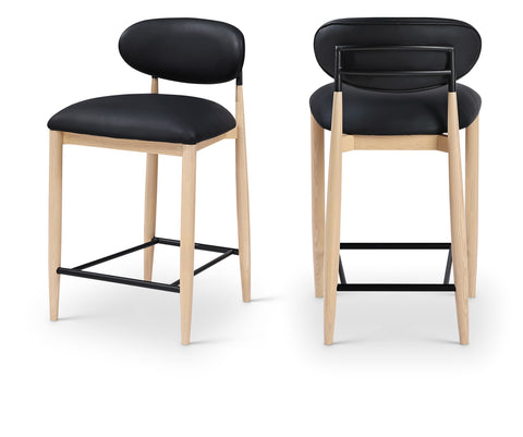 Harlow Black Vegan Leather Upholstered Stool , 1 Piece (Style 3)