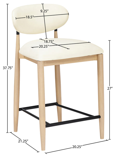 Harlow Cream Vegan Leather Upholstered Stool , 1 Piece (Style 4)
