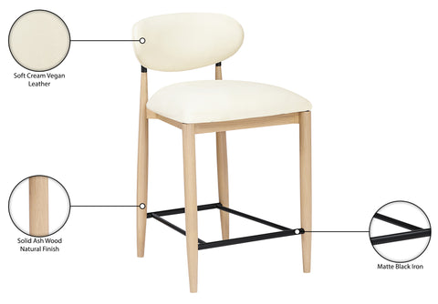 Harlow Cream Vegan Leather Upholstered Stool , 1 Piece (Style 4)