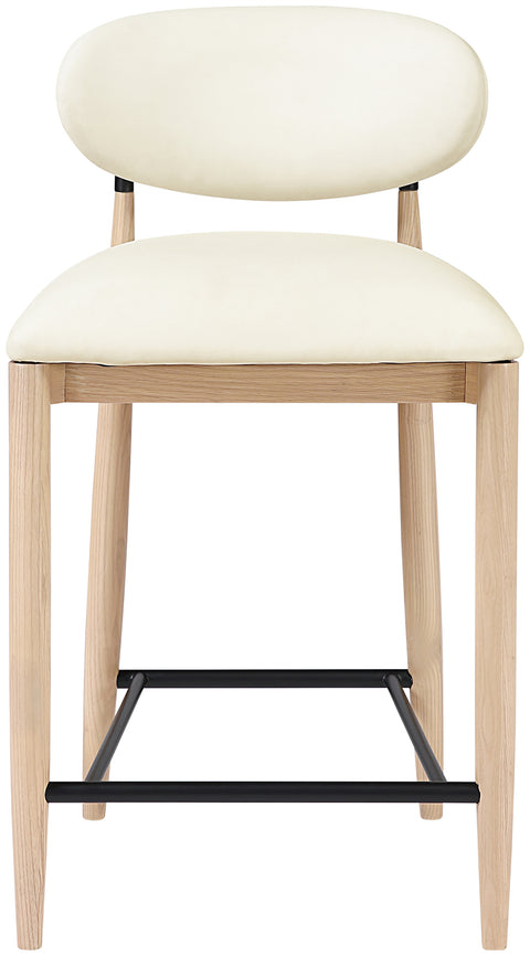 Harlow Cream Vegan Leather Upholstered Stool , 1 Piece (Style 4)