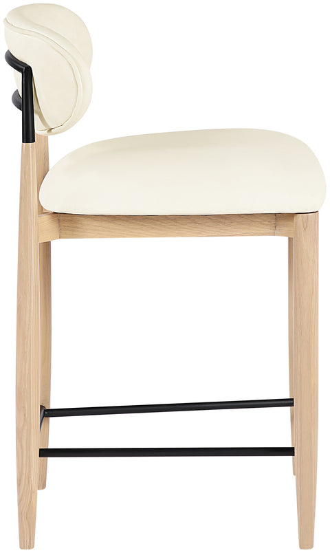 Harlow Cream Vegan Leather Upholstered Stool , 1 Piece (Style 4)