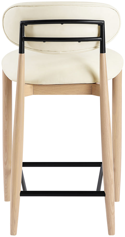 Harlow Cream Vegan Leather Upholstered Stool , 1 Piece (Style 4)