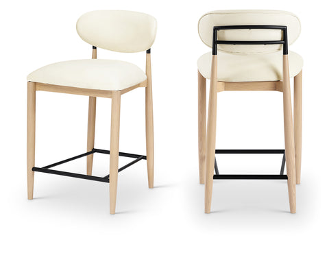 Harlow Cream Vegan Leather Upholstered Stool , 1 Piece (Style 4)