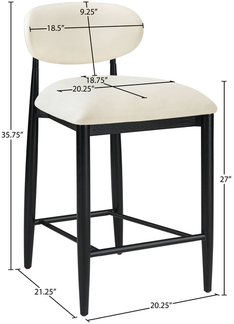 Harlow Cream Vegan Leather Upholstered Stool , 1 Piece (Style 5)