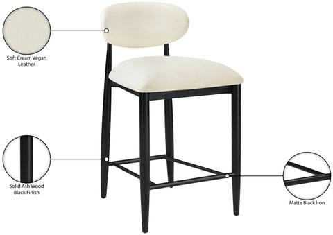 Harlow Cream Vegan Leather Upholstered Stool , 1 Piece (Style 5)