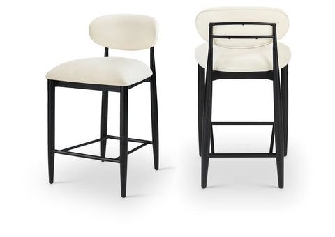 Harlow Cream Vegan Leather Upholstered Stool , 1 Piece (Style 5)