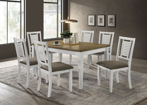 Diggs 7-piece Rectangular Dining Set Distressed WhiteBrown Brushed / Distressed White