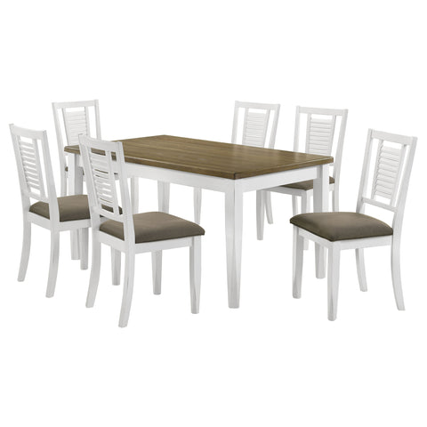 Diggs 7-piece Rectangular Dining Set Distressed WhiteBrown Brushed / Distressed White