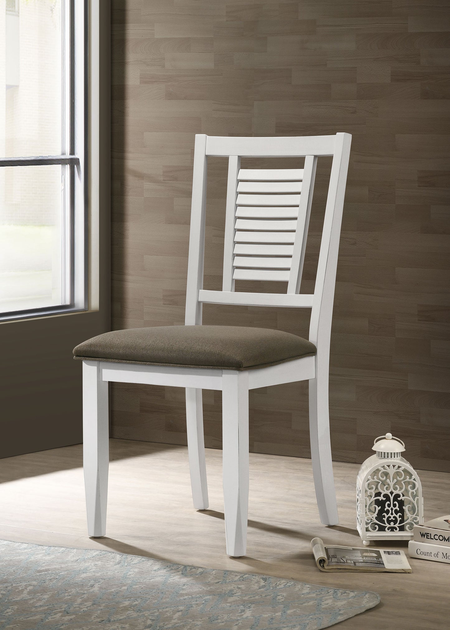 selena wood dining side chair distressed white (set of 2)