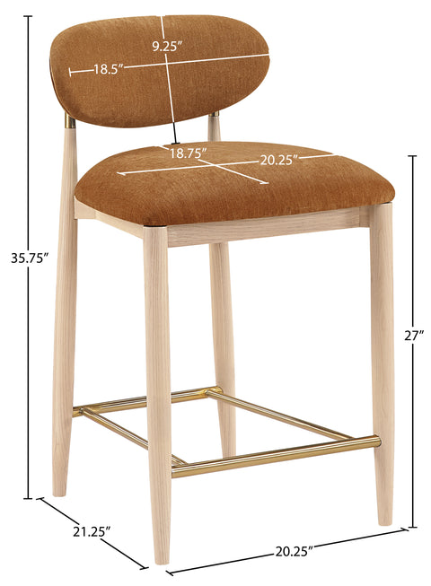 Harlow Cognac Performance Fabric Upholstered Stool , 1 Piece (Style 1)