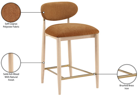 Harlow Cognac Performance Fabric Upholstered Stool , 1 Piece (Style 1)
