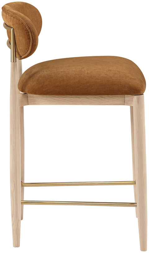 Harlow Cognac Performance Fabric Upholstered Stool , 1 Piece (Style 1)