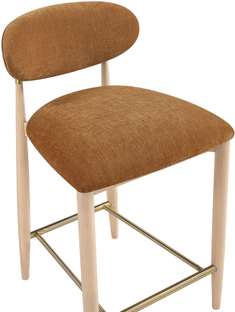 Harlow Cognac Performance Fabric Upholstered Stool , 1 Piece (Style 1)