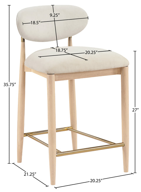 Harlow Cream Performance Fabric Upholstered Stool , 1 Piece (Style 1)