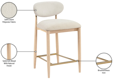Harlow Cream Performance Fabric Upholstered Stool , 1 Piece (Style 1)