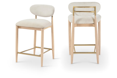 Harlow Cream Performance Fabric Upholstered Stool , 1 Piece (Style 1)