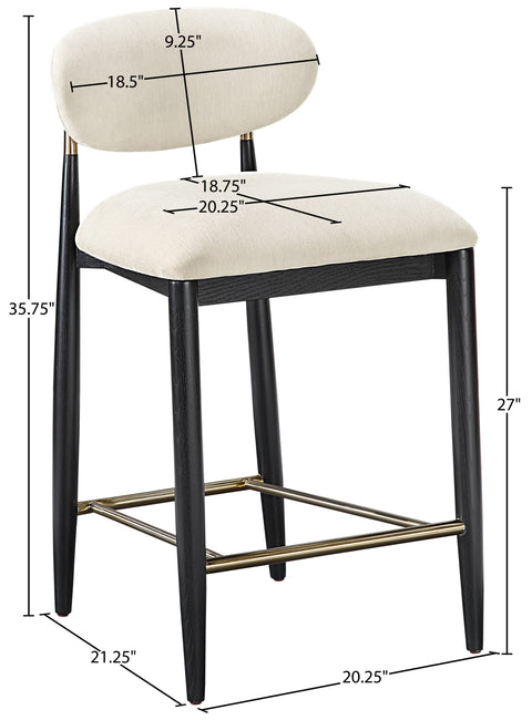 Harlow Beige Performance Fabric Upholstered Stool , 1 Piece (Style 1)