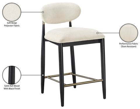Harlow Beige Performance Fabric Upholstered Stool , 1 Piece (Style 1)