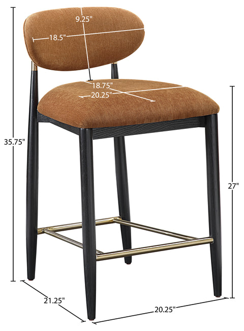 Harlow Cognac Performance Fabric Upholstered Stool , 1 Piece (Style 2)