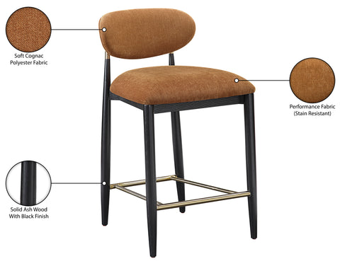 Harlow Cognac Performance Fabric Upholstered Stool , 1 Piece (Style 2)