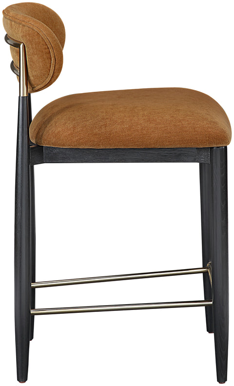 Harlow Cognac Performance Fabric Upholstered Stool , 1 Piece (Style 2)
