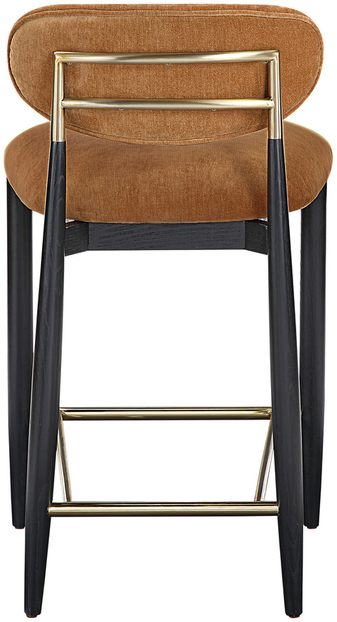 Harlow Cognac Performance Fabric Upholstered Stool , 1 Piece (Style 2)