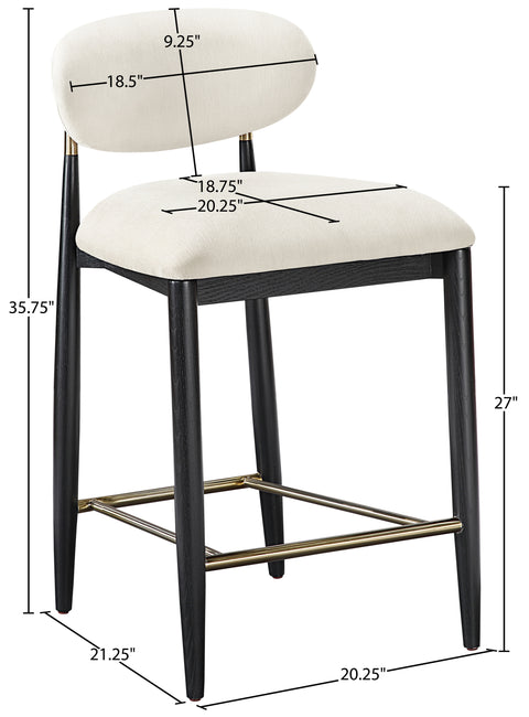 Harlow Cream Performance Fabric Upholstered Stool , 1 Piece (Style 2)