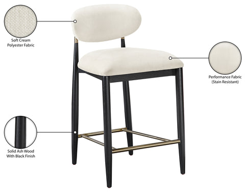 Harlow Cream Performance Fabric Upholstered Stool , 1 Piece (Style 2)