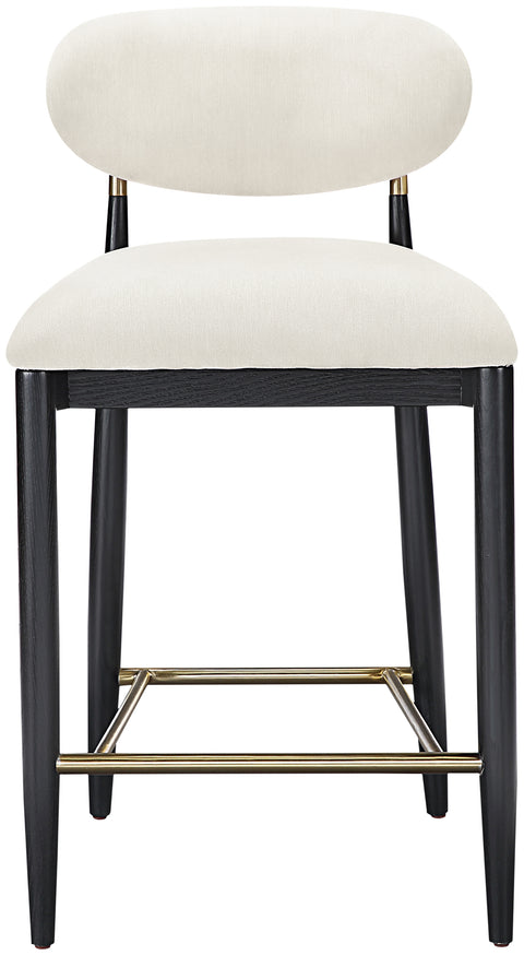 Harlow Cream Performance Fabric Upholstered Stool , 1 Piece (Style 2)
