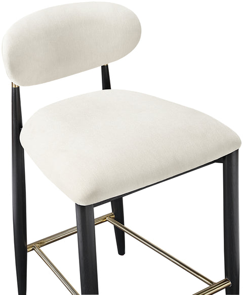 Harlow Cream Performance Fabric Upholstered Stool , 1 Piece (Style 2)