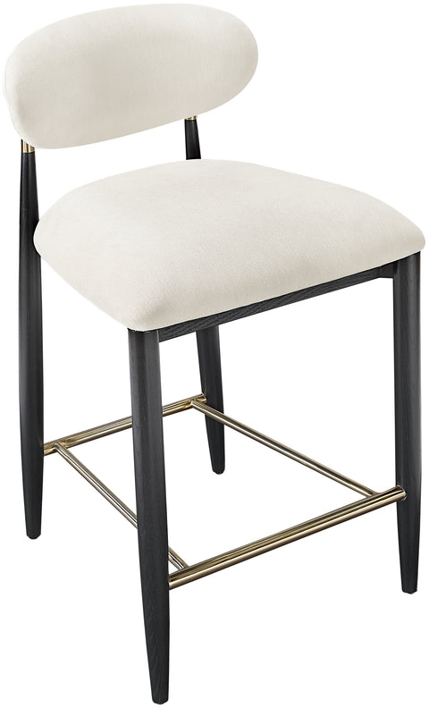 Harlow Cream Performance Fabric Upholstered Stool , 1 Piece (Style 2)