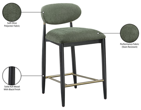 Harlow Olive Performance Fabric Upholstered Stool , 1 Piece (Style 2)