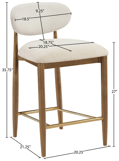 Harlow Cream Performance Fabric Upholstered Stool , 1 Piece (Style 3)