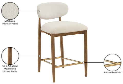 Harlow Cream Performance Fabric Upholstered Stool , 1 Piece (Style 3)