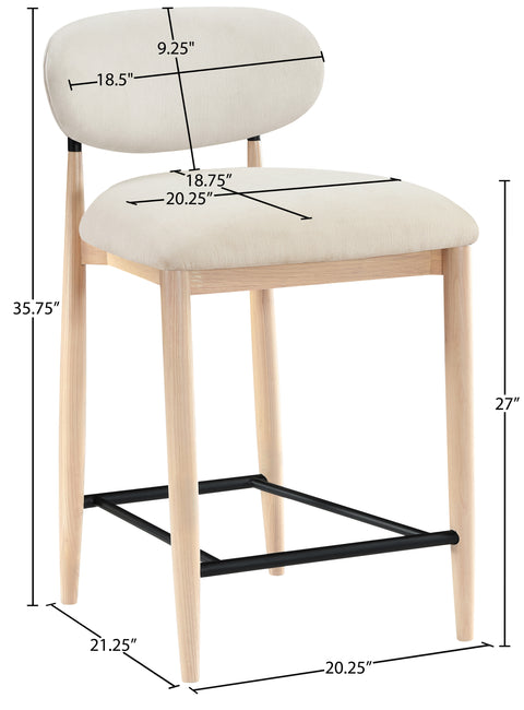 Harlow Cream Performance Fabric Upholstered Stool , 1 Piece (Style 4)
