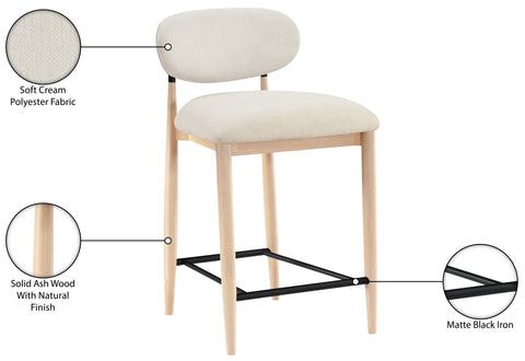 Harlow Cream Performance Fabric Upholstered Stool , 1 Piece (Style 4)