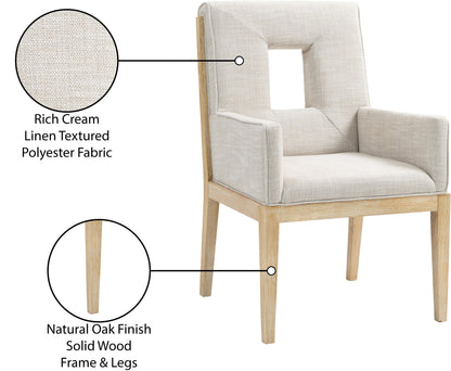 Madrid Cream Linen Textured Fabric Dining Arm Chair