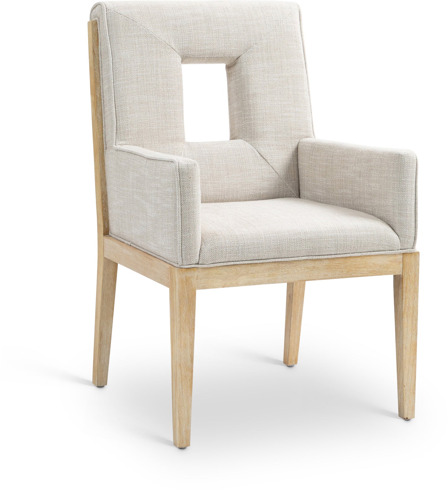 madrid cream linen textured fabric dining arm chair