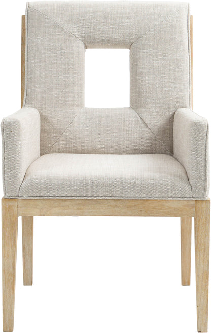 Madrid Cream Linen Textured Fabric Dining Arm Chair