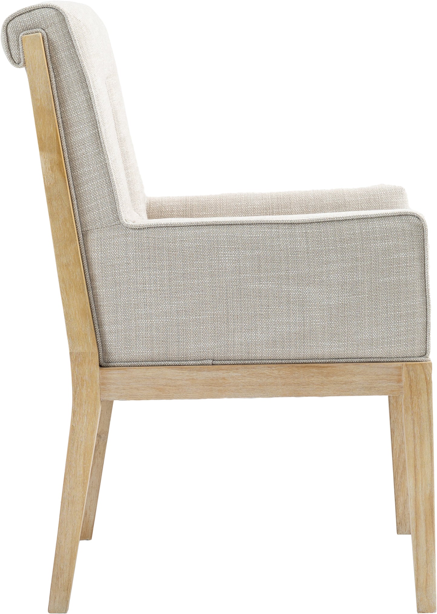 madrid cream linen textured fabric dining arm chair