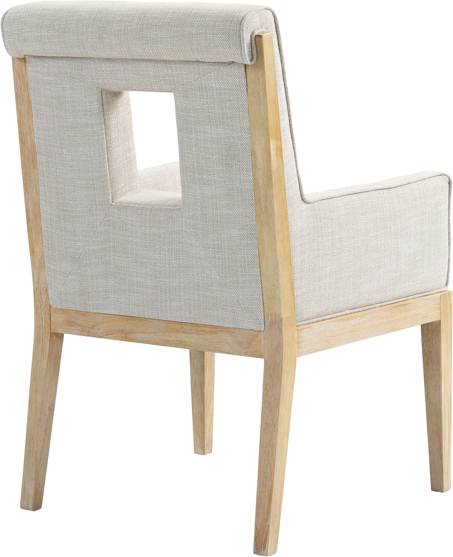 madrid cream linen textured fabric dining arm chair