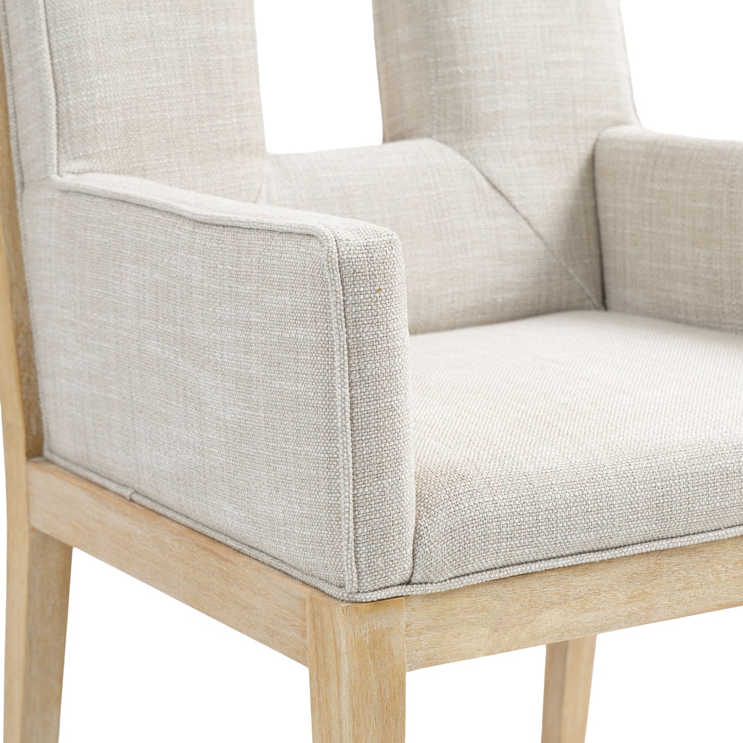 madrid cream linen textured fabric dining arm chair