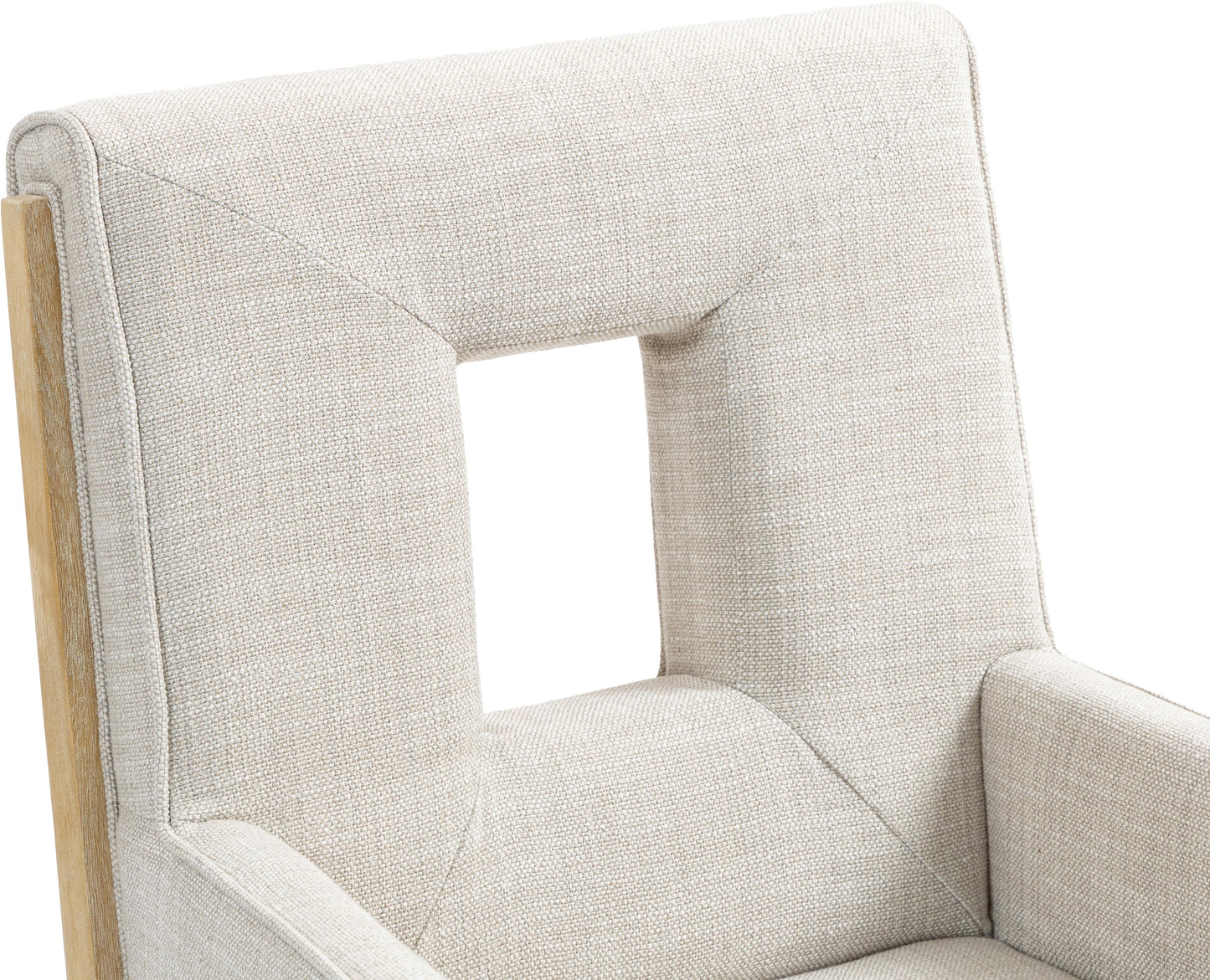 madrid cream linen textured fabric dining arm chair